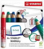 Popisovače na bílou tabuli a flipchart MARKdry, 4 barvy, sada, STABILO 648/4-5