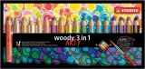 Barevné tužky Woody ARTY 3 in 1, 18 různých barev, kulatá, silná, STABILO