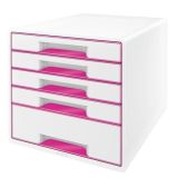 Zásuvkový box Wow Cube, bílá/růžová, 5 zásuvek, LEITZ