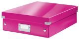 Organizační krabice Click&Store, růžová, velikost M, lesklá, laminovaný karton, LEITZ