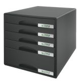 Zásuvkový box Plus, černá, plast, 5 zásuvek, LEITZ