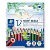 Barevné pastelky Noris Colour 185, 12 různých barev, šestihranné, krátké, STAEDTLER 185 01 C12