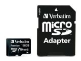 Paměťová karta Premium, microSDXC, 128GB, CL10/U1, 70/10 MB/s, adaptér, VERBATIM