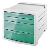 Zásuvkový box Colour` Ice, transparentní zelená, 4 zásuvky, plast, ESSELTE