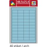 Print etikety A4 pro laserový a inkoustový tisk - 48,5 x 25,4 mm (40 etiket / arch) modrá