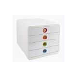 Zásuvkový box Exacompta Iderama - bílý duhový / 4 zásuvky na výšku Zásuvkový box Exacompta Iderama - bílý duhový / 4 zásuvky na výšku