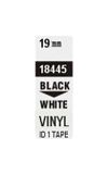 Pásky D1 vinylové permanentní - 19 mm x 5,5 m / černý tisk / bílá páska
