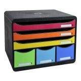 Zásuvkový box Exacompta Iderama - černý duhový / 6 zásuvek na šířku Zásuvkový box Exacompta Iderama - černý duhový / 6 zásuvek na šířku