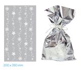 Vánoční celofánový sáček - stříbrné vločky / 20 x 35 cm