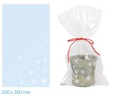 Vánoční celofánový sáček - transparentní vločky a hvězdičky / 20 x 35 cm