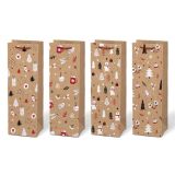 Vánoční taška na lahev - KRAFT mix / 12 x 36 x 10 cm Vánoční taška na lahev - KRAFT mix / 12 x 36 x 10 cm