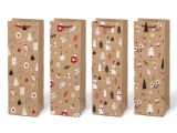 Vánoční taška na lahev - KRAFT mix / 12 x 36 x 10 cm Vánoční taška na lahev - KRAFT mix / 12 x 36 x 10 cm