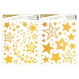 Okenní fólie Glitr - mix zlaté hvězdy / 30 x 42 cm