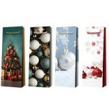 Vánoční dárková taška na lahve - 13 x 36 cm / mix motivů Vánoční dárková taška na lahve - 13 x 36 cm / mix motivů