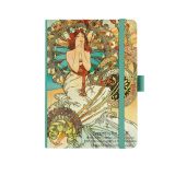 Blok Alfons Mucha premium - A5 / tečkovaný / tyrkysová