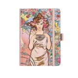 Blok Alfons Mucha premium - A5 / linka / růžová