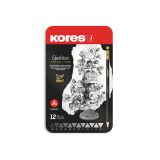 Tužka Kores trojhranná Grafitos set - 12 ks / plechový box Tužka Kores trojhranná Grafitos set - 12 ks / plechový box