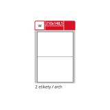Print etikety A4 pro laserový a inkoustový tisk - 210 x 148,5 mm (2 etikety / arch ) / transparentní polyester. folie bílá Print etikety A4 pro laserový a inkoustový tisk - 210 x 148,5 mm (2 etikety / arch ) / transparentní polyester. folie bílá