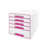Zásuvkový box Leitz WOW - 4+1 zásuvky / růžová Zásuvkový box Leitz WOW - 4+1 zásuvky / růžová