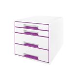 Zásuvkový box Leitz WOW - 2+2 zásuvky / fialová Zásuvkový box Leitz WOW - 2+2 zásuvky / fialová