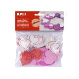 Pěnovka srdce APLI třpytivé / samolepicí / 52 ks