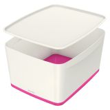 Organizační box MyBox - s víkem L / bílo - růžová