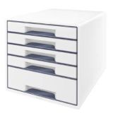 Zásuvkový box Leitz WOW - 4+1 zásuvky / šedá