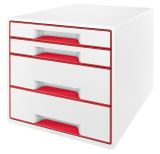 Zásuvkový box Leitz WOW - 2+2 zásuvky / červená