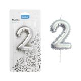 Svíčka dortová č. 2 - stříbrná Svíčka dortová č. 2 - stříbrná