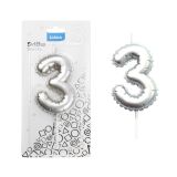 Svíčka dortová č. 3 - stříbrná Svíčka dortová č. 3 - stříbrná