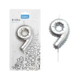 Svíčka dortová č. 9 - stříbrná Svíčka dortová č. 9 - stříbrná