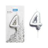 Svíčka dortová č. 4 - stříbrná Svíčka dortová č. 4 - stříbrná