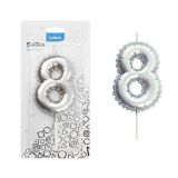 Svíčka dortová č. 8 - stříbrná Svíčka dortová č. 8 - stříbrná