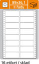 Tabelační etikety s vodící drážkou - 89 x 36,1 mm dvouřadé 8000 etiket / 500 skladů