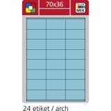 Print etikety A4 pro laserový a inkoustový tisk - 70 x 36 mm (24 etiket/ arch) modrá Print etikety A4 pro laserový a inkoustový tisk - 70 x 36 mm (24 etiket/ arch) modrá