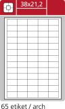 Print etikety A4 pro laserový a inkoustový tisk - 38 mm x 21,2 mm (65 etiket / arch) Print etikety A4 pro laserový a inkoustový tisk - 38 mm x 21,2 mm (65 etiket / arch)