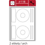 Print etikety A4 pro laserový a inkoustový tisk - průměr 118 mm (2 etikety / arch) na CD Print etikety A4 pro laserový a inkoustový tisk - průměr 118 mm (2 etikety / arch) na CD