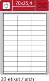 Print etikety A4 pro laserový a inkoustový tisk - 70 x 25,4 mm (33 etiket / arch) Print etikety A4 pro laserový a inkoustový tisk - 70 x 25,4 mm (33 etiket / arch)