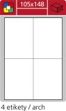 Print etikety A4 pro laserový a inkoustový tisk / 30 archů - 105 x 148 mm (4 etikety / arch) Print etikety A4 pro laserový a inkoustový tisk / 30 archů - 105 x 148 mm (4 etikety / arch)
