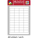 Print etikety A4 pro laserový a inkoustový tisk / 30 archů - 48,5 x 25,4 mm (40 etiket / arch) Print etikety A4 pro laserový a inkoustový tisk / 30 archů - 48,5 x 25,4 mm (40 etiket / arch)
