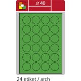 Print etikety A4 pro laserový tisk - fluorescentní - kulaté prům.40 mm ( 24 etiket / arch) fluorescentní zelená Print etikety A4 pro laserový tisk - fluorescentní - kulaté prům.40 mm ( 24 etiket / arch) fluorescentní zelená