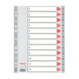 Rozdružovač A4 plastový Esselte - šedý / 1 - 12 Rozdružovač A4 plastový Esselte - šedý / 1 - 12