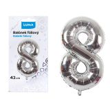 Balónek nafukovací č. 8 - stříbrný / 43cm