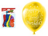 balónek nafukovací 12ks sáček standard 23cm Happy Birthday mix 8000132