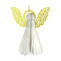 Dekorace Bílý anděl (2 ks), papír + PET, závěsný, 10 cm