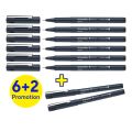 Fineliner Schneider Pictus (sada 6+2 ks) - černá náplň Fineliner Schneider Pictus (sada 6+2 ks) - černá náplň