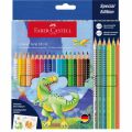 Sada pastelek Faber-Castell Colour Grip 18+6 neonových a metalických - Dino