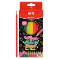 Trojhranné pastelky M&G - sada 12 neonových barev