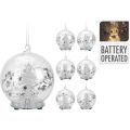 Koule - svítící / skleněná LED - teplá bílá 8 cm, mix / 1ks