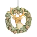 Věnec s borovými šiškami a jelenem, průměr 7 cm, se stuhou na zavěšení